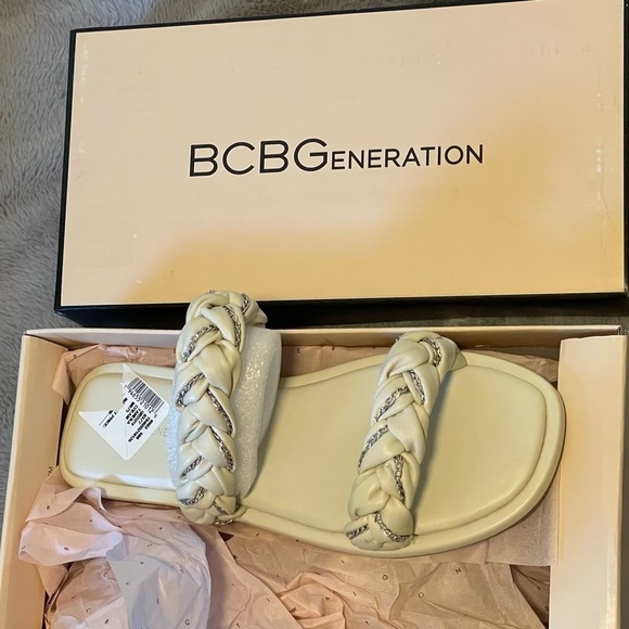 NEW BCBGeneration Cream Tanaka Chainlink Braided Sandals Size 7.5 - Picture 7 of 8